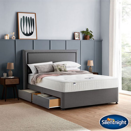 1400 Pocket Ortho Mattress & Slate Grey 4 Drawer Divan, Super King
